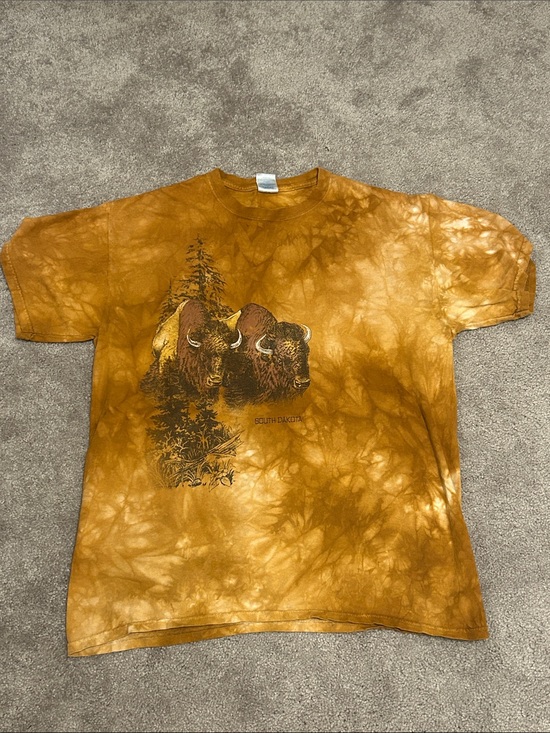 Other - Tie-Dye Buffalo Graphic Tee - Mustard Brown